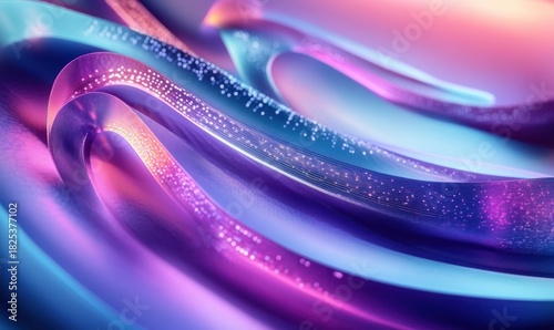 Wallpaper Mural Dreamy iridescent ribbons of light flowing in neon waves with soft glow and glittering particles Torontodigital.ca