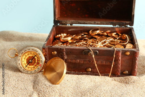 Old chest with treasures an...