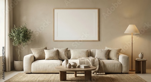 Cozy Minimalist Living Room Mockup With Sofa & Pillows