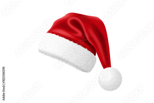 realistic christmas hat design isolated on the transparent background vector illustration.