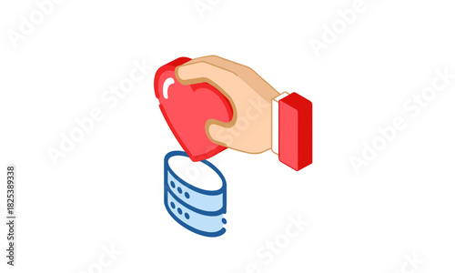 Protecting data with love a secure database concept, ensuring data privacy and security, hand holding a heart over database for secure connection