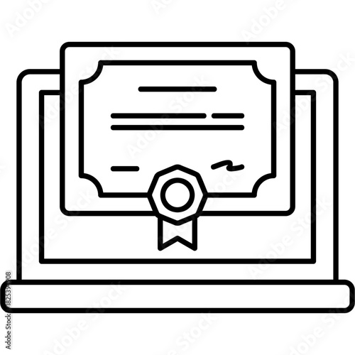 Line Art Digital Certificate Icon