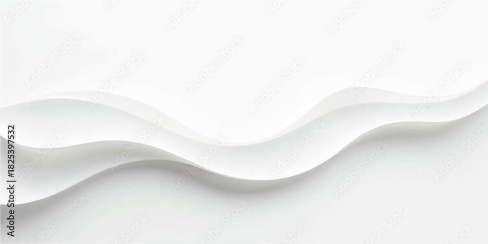 Obraz premium Abstract white background with smooth blue wavy lines, ideal for a modern business vector design or light flow wallpaper illustration