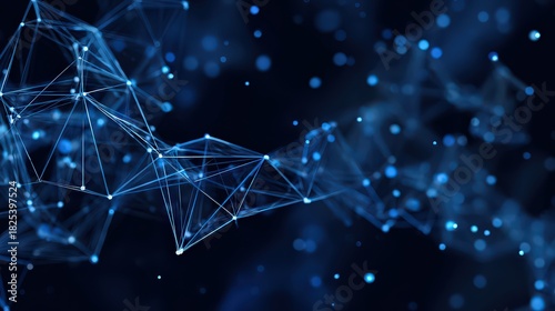 Abstract Blue Plexus Network with Connected Dots and Lines on Dark Background