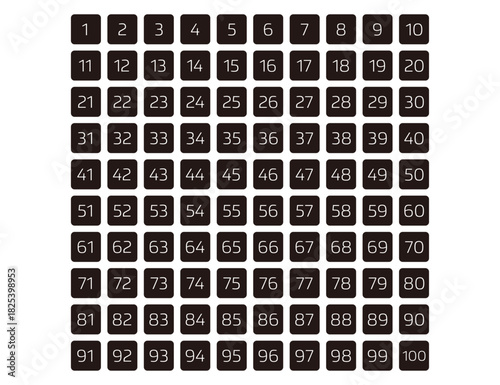 正方形を使った数字のデザイン 1~100