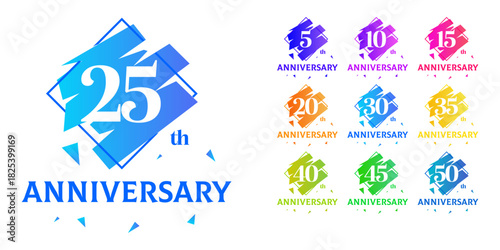 Anniversary Logos Set  Modern Gradient Design 5, 10, 25, 50