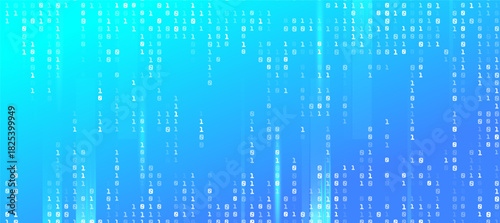 Digital Binary Code Stream 0, 1  Futuristic Technology Background