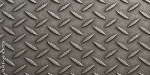 Seamless diamond plate metal texture or pattern background with industrial steel surface for floor or wall construction