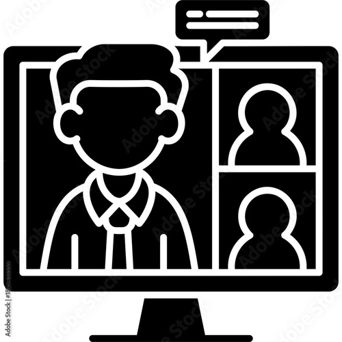 Glyph Solid Webinar Icon