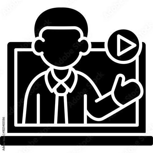 Glyph Solid Video Lecture Icon