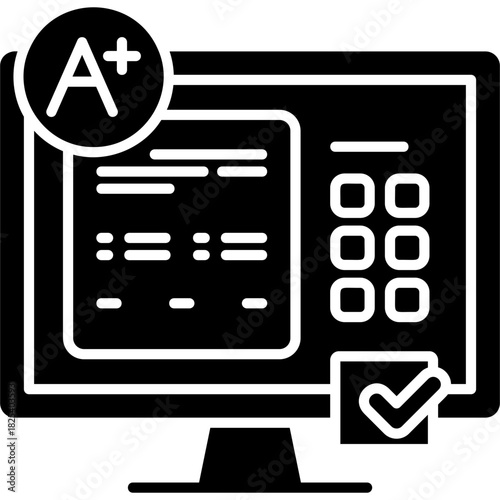 Glyph Solid Virtual Exam Icon