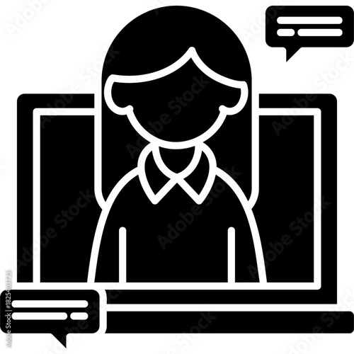 Glyph Solid Online Consultation Icon