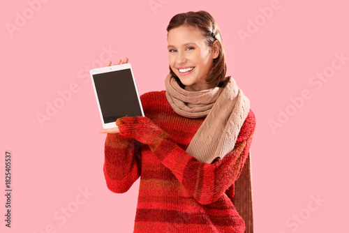 Young woman in warm sweater...
