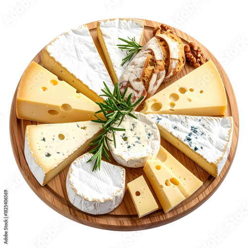 Gourmet french cheese assortment professionally isolated on a pure white background for easy editing and ads