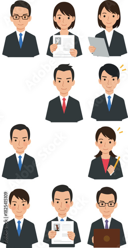 Pixel Art Business People Icons with Diverse Expressions and Attire