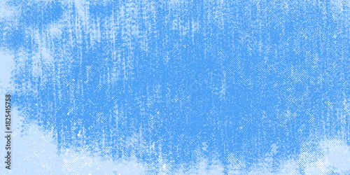 Blue and white grunge background with white paint smudges. Frosty blue background.