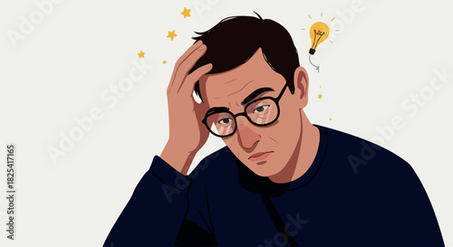 Pixelated Man with Glasses Gesturing Head Stress Idea