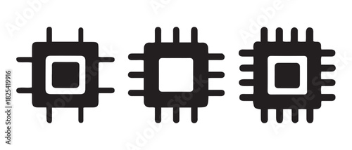 Microchip processor icons digital technology and computing data.