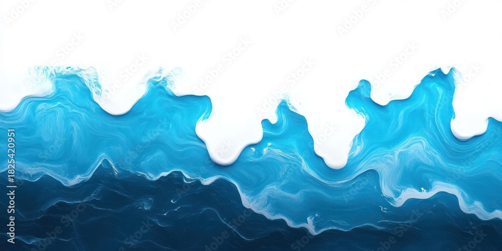 Obraz premium marbled blue ocean waves with white foam crests, layered fluid motion evoking calm and dynamic energy