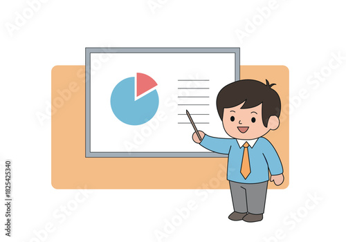 Cute Businessman Giving Presentation Illustration