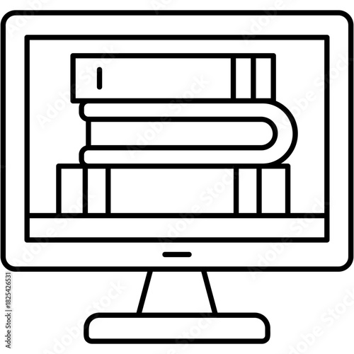 Line Art Digital Library Icon