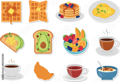 Delightful Breakfast Stickers Pancakes, Waffles, Coffee & More