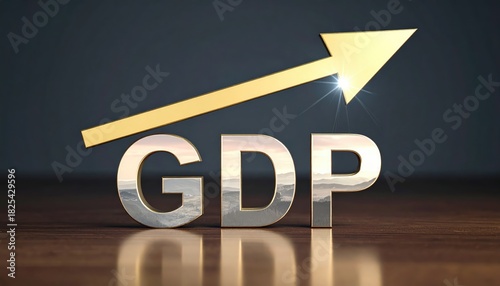 GDP growth with an upward arrow. Representing economic progress and financial growth