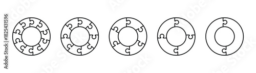 Set of circular puzzles. Round puzzle collection. Diagram, graph, presentation