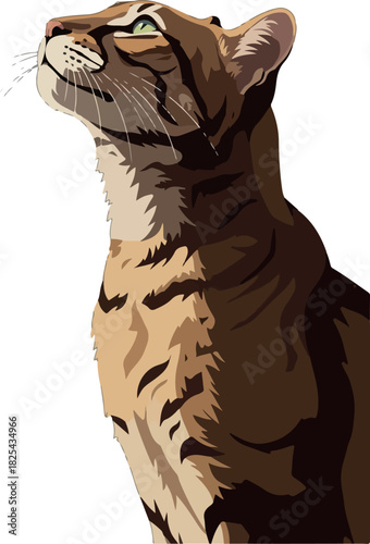 Pixel Art Tabby Cat Looking Up White Background Minimal Illustration