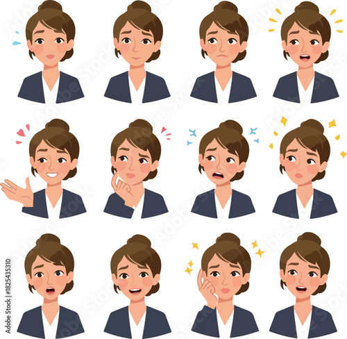Pixel Art Woman Expressing Emotions In Business Attire