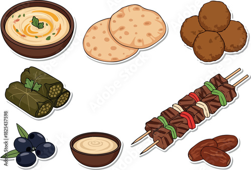 Exquisite Middle Eastern Cuisine Clipart Set for Culinary Projects