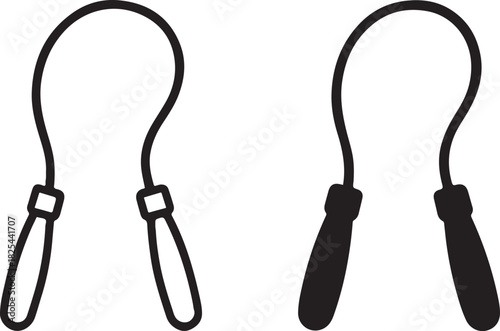 Skipping rope line and glyph icon set isolated on white. jump rope fitness exercise equipment vector. workout, cardio, sport symbol. isolated on white background, Vector