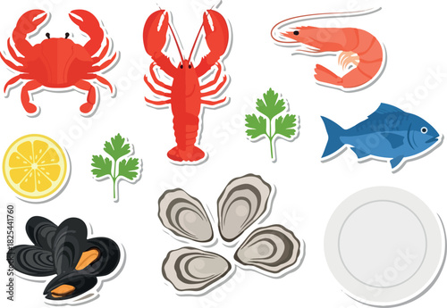 Seafood Delights Fresh Catch of the Day Still Life Illustration