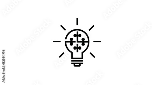 Creative Lightbulb Puzzle Icon for Idea Generation, Problem Solving & Innovation Concept. Vector Illustration.