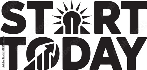 Start today sun ray and chart up arrow vector concept illustration positive future
