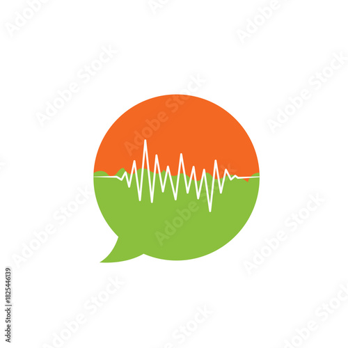 Split Speech Bubble with Audio Waveform, Voice and Communication Concept ,Split Speech Bubble with Waveform