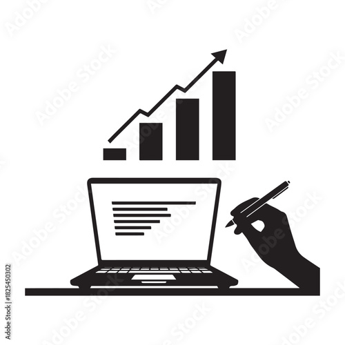 Documenting and Analyzing Key Performance Indicators for Successful Business Growth Strategy Silhouette Design.