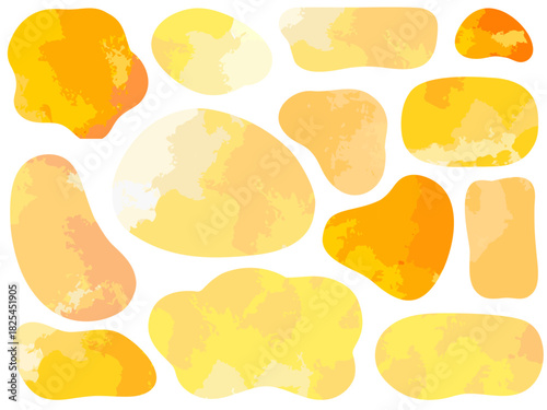 夕焼けや天然石のような流体シェイプセット ベクターイラスト