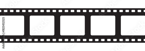 Long vector Film strip icon isolated. Pattern of photo film strip frame, Video Film strip roll, Vector illustration photograph camera long film strip.