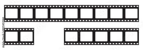 Long vector Film strip icon isolated. Pattern of photo film strip frame, Video Film strip roll, Vector illustration photograph camera long film strip.