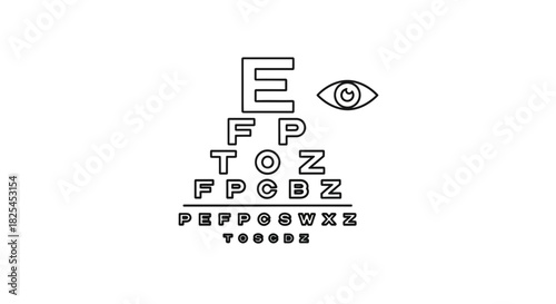 See Clearly Snellen Chart, Eye Exam Illustration for Vision Health, Perfect Eyesight, Optometry Clinic, Eye Care Professional, and Education