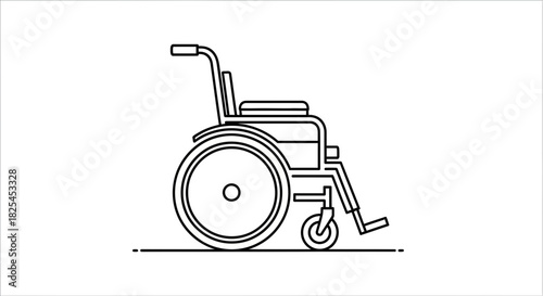 Simple wheelchair illustration for accessibility designs, healthcare projects, or medical facilities, conveying a message of support and inclusivity