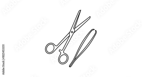 Precise surgical instruments in stark outline, conveying hygiene, medical precision, and modern healthcare solutions for design, branding, and educational materials