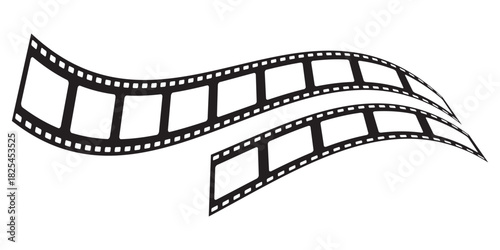 Old grunge movie film long strip set, vintage filmstrip roll frame. Film strip icon. Video tape photo film strip frame vector. film frame border strip analog. Roll of retro film strip on isolated.