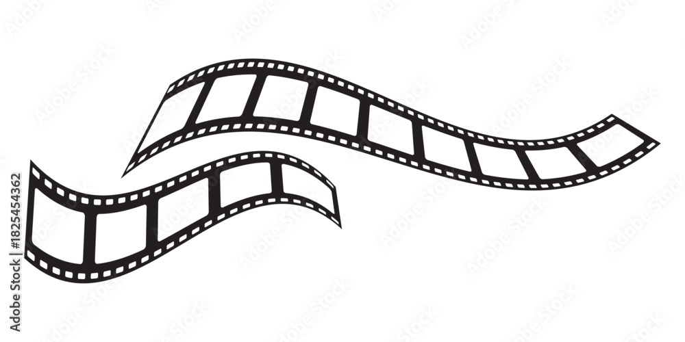 Fototapeta premium Grunge film strips collection. Old retro cinema movie strip video recording. Vector. Long vector Film strip icon eps 10