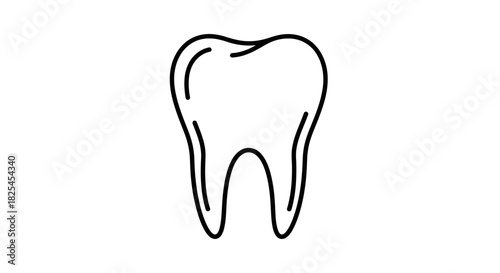Clean and Simple Tooth Line Art for Dental Health Concepts, Perfect for Dentistry, Orthodontics or Oral Hygiene Projects, Scalable Vector Graphic