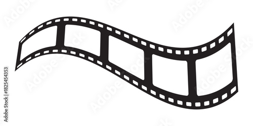 Long vector Film strip icon isolated. Pattern of photo film strip frame, Video Film strip roll, Vector illustration photograph camera long film strip.