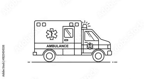 Urgent care ambulance outline for emergency medical services, vector illustration, essential for healthcare and safety campaigns, ideal for web and print