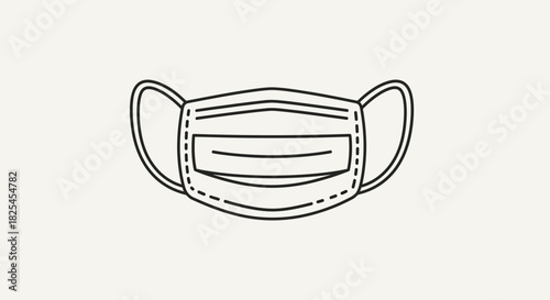 Stay Safe with this Modern Face Mask Line Art Icon, Perfect for Healthcare, Protection, and Well-being Campaigns, Originally Designed as a Scalable Vector Graphic