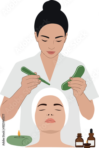 Spa Treatment With Gua Sha And Candle